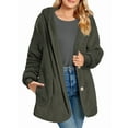 thumbnail image 2 of Warm Fleece Jackets for Women, Fuzzy Hooded Casual Coats Cardigan Sweaters Outerwear with Pockets Gray S, 2 of 8