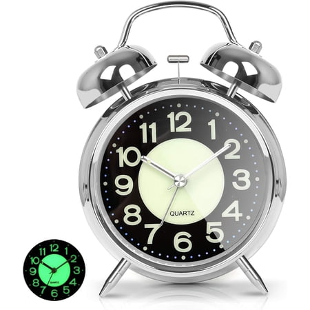 AYRELY® Super Loud Twin Bell Alarm Clock for Heavy Sleepers, 4 Inch Silent Non Ticking Quartz with Backlight AYRELY® Super Loud Twin Bell Alarm Clock for Heavy Sleepers, 4 Inch Silent Non Ticking Quartz with