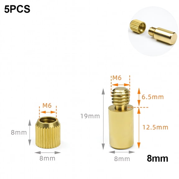 LAMIRO 5Pcs Brass Brackets Shelf Support Pins Stud Peg Embed Nut Screw Bookshelf Separated Screws Metal Wardrobe Cabinet Holder