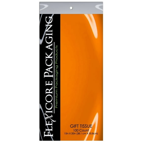Flexicore Packaging Premium Gift Wrap Tissue, Tangerine Light Orange, 15in x 20in, 100 Sheets