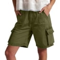 thumbnail image 3 of Tqcoqu Women's Casual Denim Cargo Hiking Shorts,Elastic Waist Knee Length with Multi Pockets,Army Green Women's S-XXL, 3 of 10