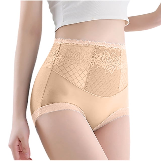 Puntoco Bragas para mujer de cintura alta de color sólido con encaje y flores, cintura alta, alta elasticidad, talla grande, bragas que levantan el abdomen y los glúteos