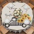 thumbnail image 2 of Farm Truck Round Tablecloth 60 inches Black Plaid Sunflower Car Country Linen Texture Waterproof Oil-Proof Table Cloth Round Table Cover for Holiday Party Picnic Dinner Decor Indoor and Outdoor Use, 2 of 9