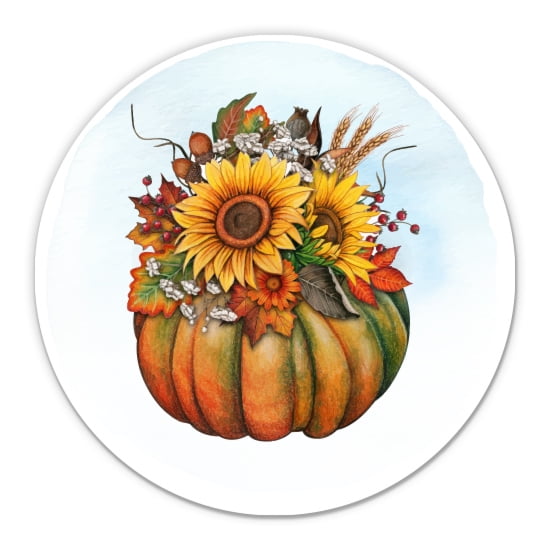 Fall Harvest Pumpkin - 3" Vinyl Sticker - For Car Laptop Water Bottle Phone - Waterproof Decal