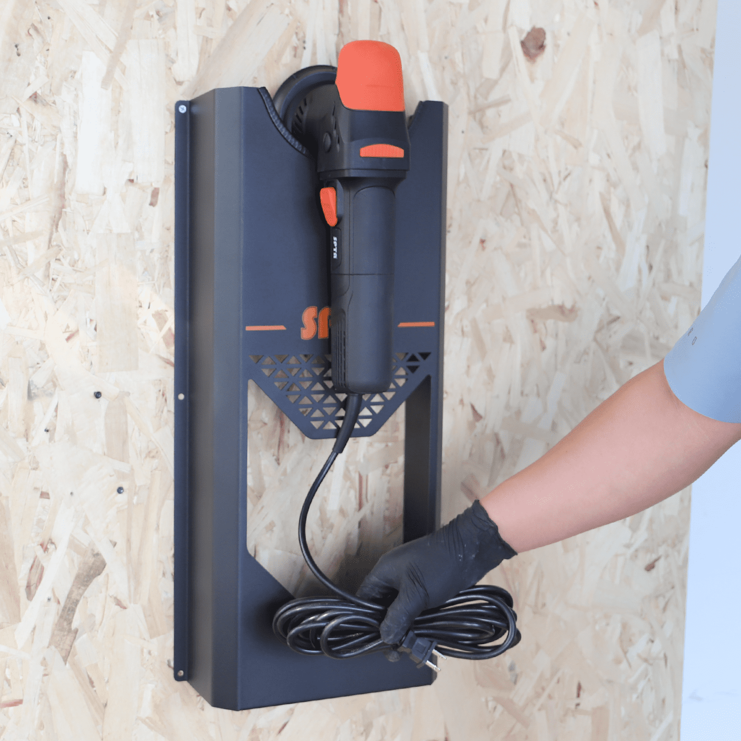SPTA Single Station Polisher Holder Wall Mount Polishing Machine Rack Car Buffer Rotary Polisher Auto Detailing Organizers Storage Rack