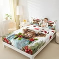 thumbnail image 4 of Manfei Marry Christmas Twin Sheet Sets,Farm Highland Cattle Twin Fitted Sheet,Red Berry Xmas Flower Flat Sheet For Boys Kids,Super Cozy Room Decor,3pcs, 4 of 7