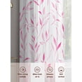 thumbnail image 7 of Pink Leaf Semi Sheer Curtains 72 Inch Length 2 Panels Set, Modern Botanical Foliage Plant Country Flower Sheer Kitchen Curtain Privacy Voile Window Curtain for Living Room Bedroom Rod Pocket Drapes, 7 of 7