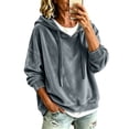 thumbnail image 5 of Women's Loose Fit Long Sleeve Hooded Velvet Knit Sweatshirt Top Soft Casual Pullover Streetwear Outfits | CSEONE,Gray L, 5 of 9