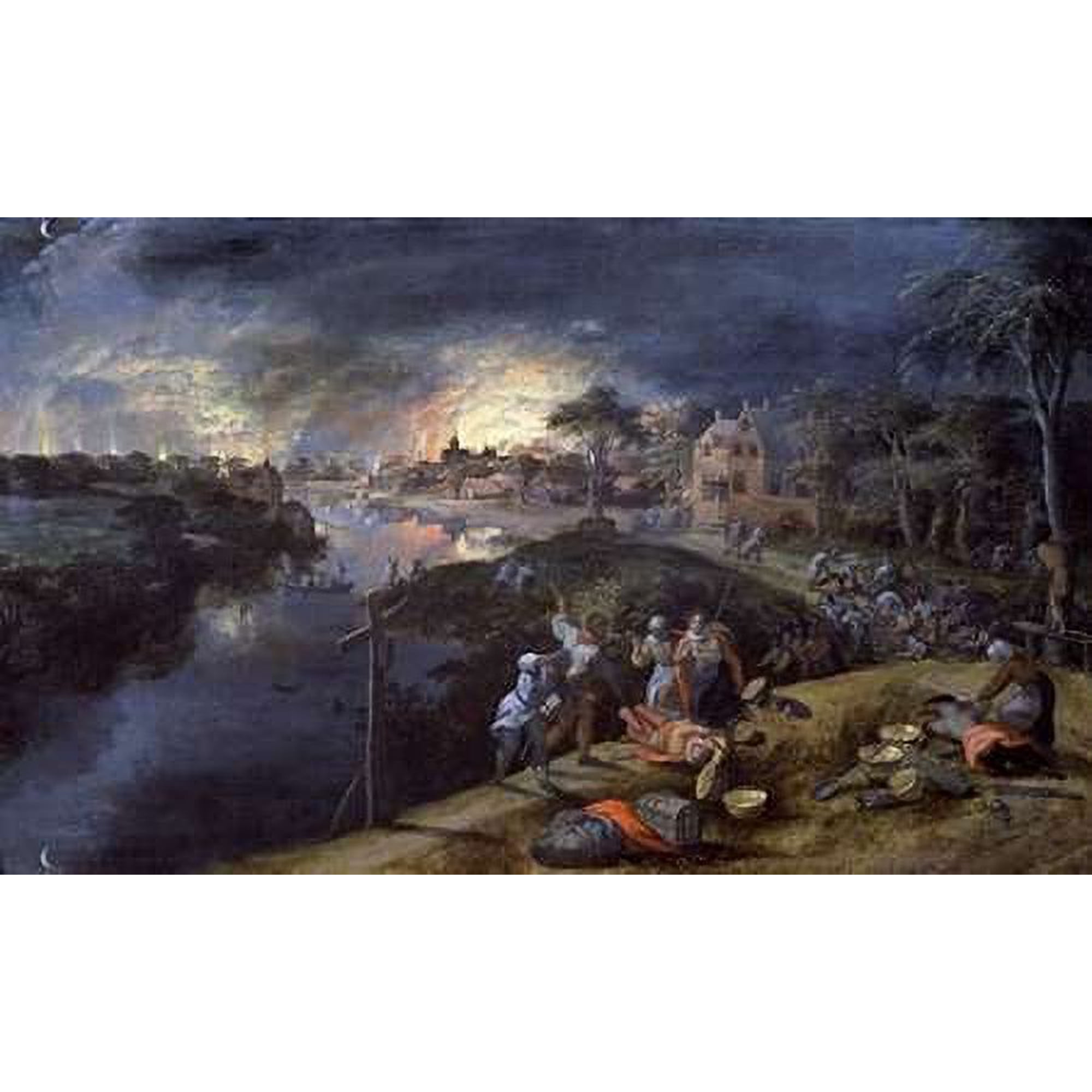 Scene of War and Fire Poster Print by Gillis Mostaert (24 x 36)