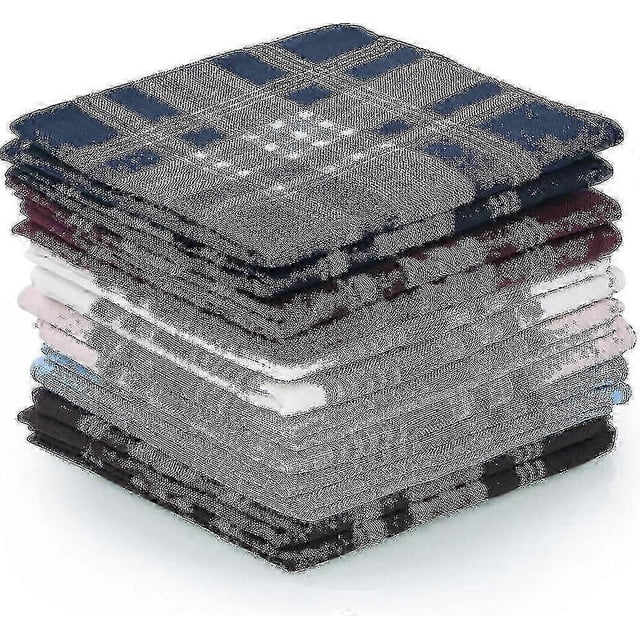 12 Pack 100% Cotton White Men's Pocket Squares & Handkerchiefs, Soft Breathable Gentleman's Hankies for Wedding, Formal Occasions