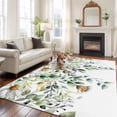 thumbnail image 2 of Rectangle Rug 8x10Ft Spring Watercolor Daisy Flower Soft Indoor Throw Rugs Carpets for Living Dining Bedroom Kids Room Non-Slip Playroom Crawl Rug Floor Mats Botanical Leaves on White, 2 of 9