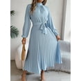 thumbnail image 2 of Yesfashion Autumn and Winter Elegant Women's Dress Stand Up Collar Long Sleeved Waist Cinched Long Skirt, 2 of 8