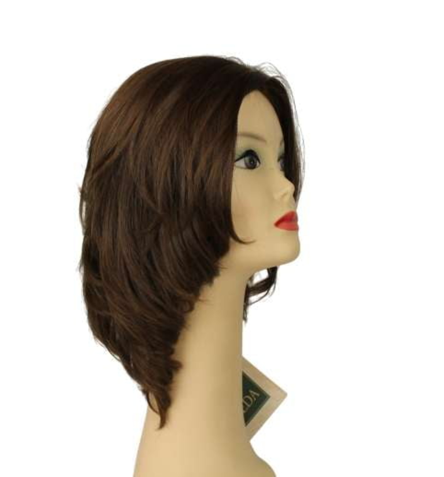 European Human Hair Freeda Wig Shlomit Brown With Reddish Highlights Skin Top Size L
