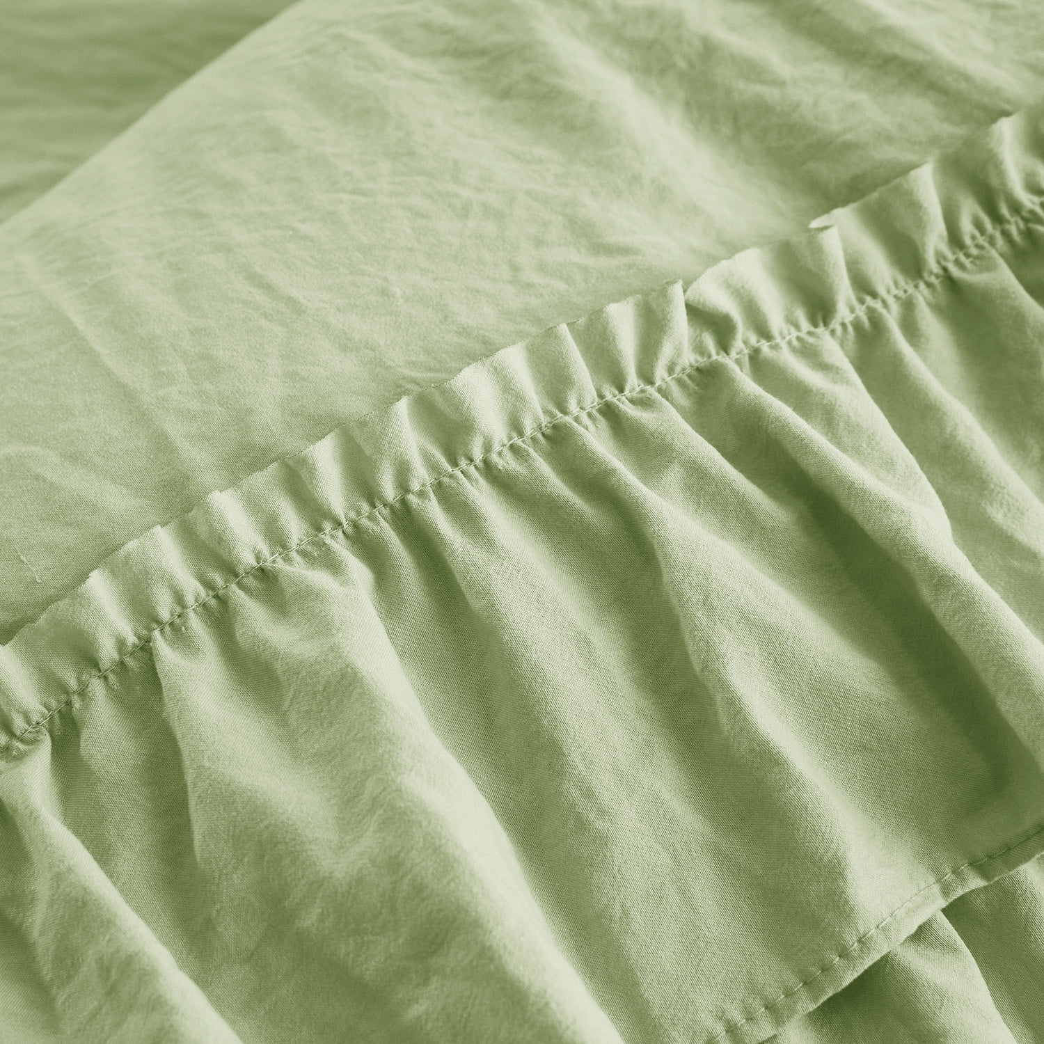 HIG 3 Piece Vintage Duvet Cover Set, Ultra Soft Pre-washed Microfiber, Sage, King