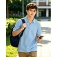 thumbnail image 3 of Aideaone Boys Polo Shirt Solid Color V-Neck Casual Short Sleeve Shirts for Boys Size 7-14T, 3 of 6