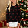 thumbnail image 4 of Christmas Kids Sweater Girls Crewneck Sweatshirt Long Sleeve Pullover Knit Tops,Relaxed Warm For Festival School Wear,Black,14-15 Years, 4 of 6