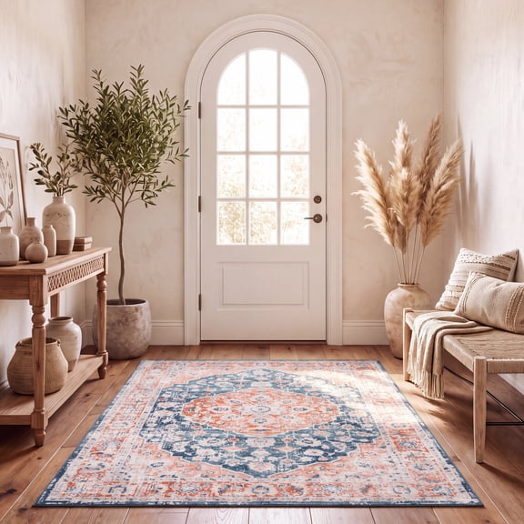 Safavieh Madison Emmet Oriental Area Rug, Navy/Rust, 5'5" x 7'7"