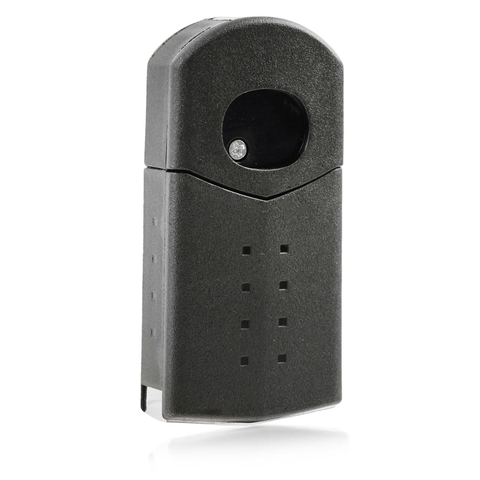 KeylessOption replacement blank flip key fob for Mazda (BCR2-67-5RY) 3-button remote fob, 2 pack