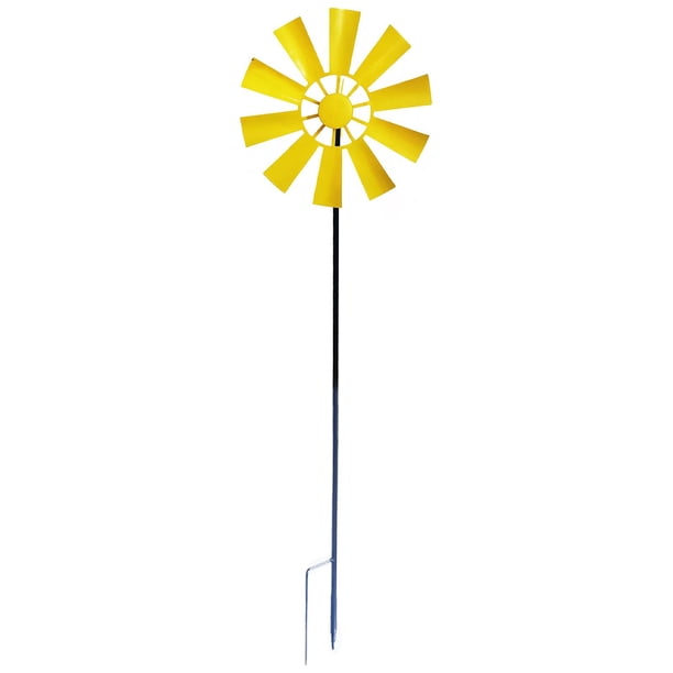 28 ner con estaca de jardín de metal, molinillo de viento decorativo para césped Amarillo