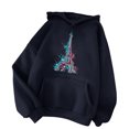 thumbnail image 3 of Sweat à Capuche pour Femmes Mode Femmes Décontracté Imprimé T-shirt à Manches Longues Chemisier Col Rond Casual Tops Pull-Over Cordon de Serrage Sweatshirt, 3 of 4