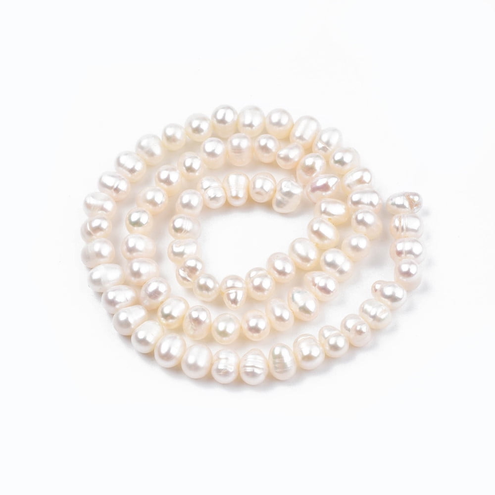 Natural Cultured Freshwater Pearl Beads Strands Potato Seashell Color 3.5~5x4.5~6x4~5mm13.70 inch~13.98 inch(34.8cm~35.5cm)