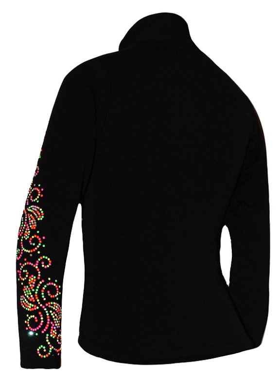 Ice Skating Jacket with "Neon Swirls" rhinestuds design