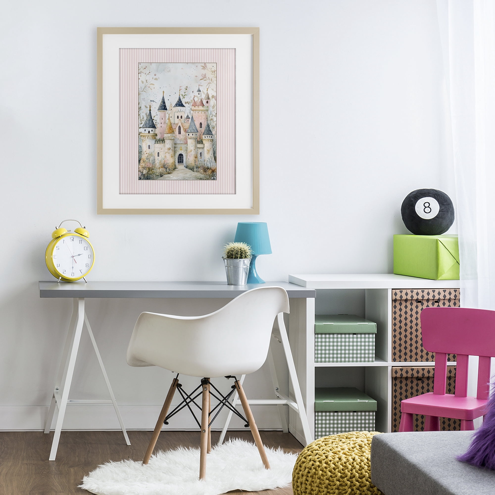 Stupell Industries Enchanted Dreams Castle Birch Framed Print Under Glass, design by Christine Simpson Art
