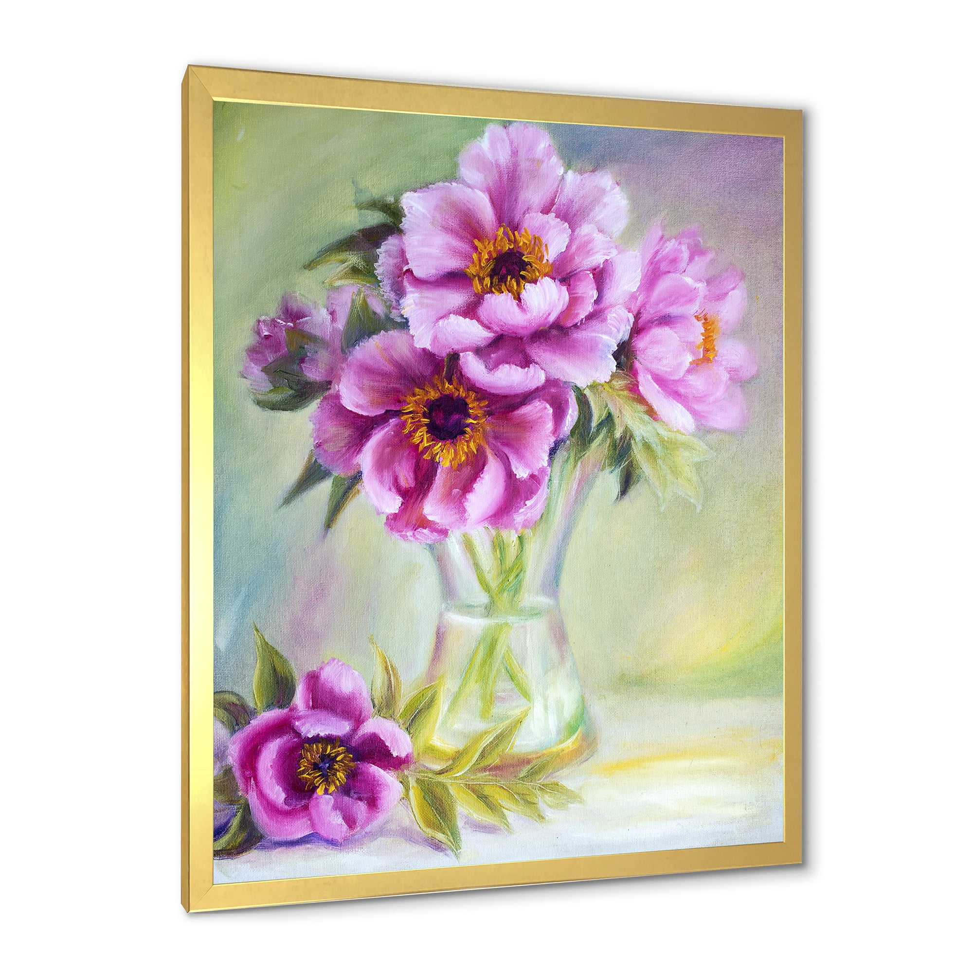 Designart 'Purple Peonies In Vase Still Life' Traditional Framed Art Print