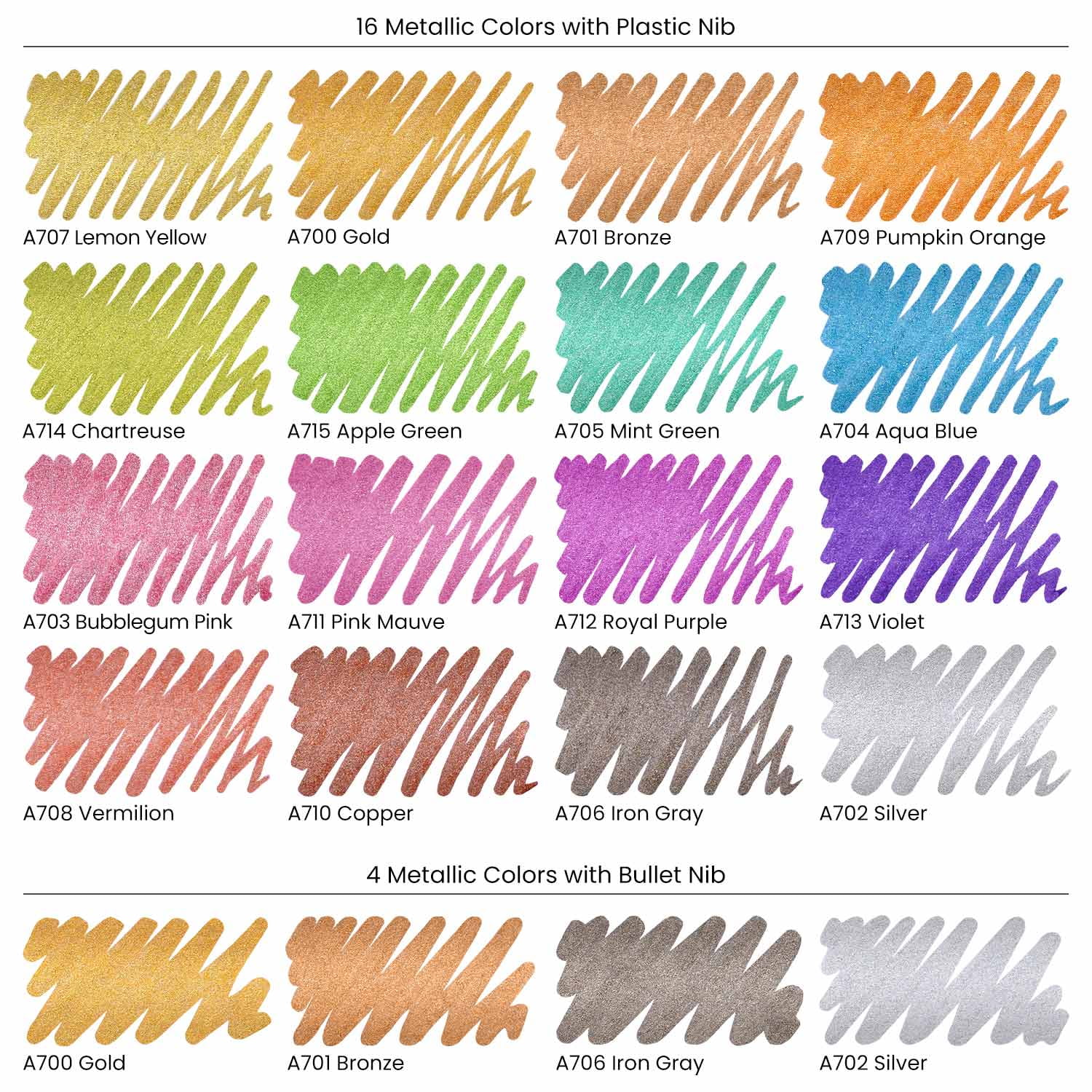 Arteza Metallic Acrylic Paint Markers, Fine Nib, Assorted Metallic Colors, 20 Count
