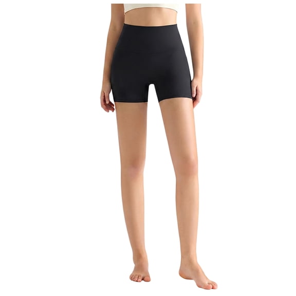 felwors High Waisted No Front Seam Biker Shorts 4 Inch Inseam Squat Proof Yoga Volleyball Running Black for Size L