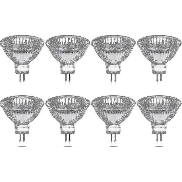 Pack Of 8 Halogen Bulbs Gu5.3 Mr16 35w 12v Dimmable - Warm White 2800k, 400 Lumens, Glass Cover Fil20241206117