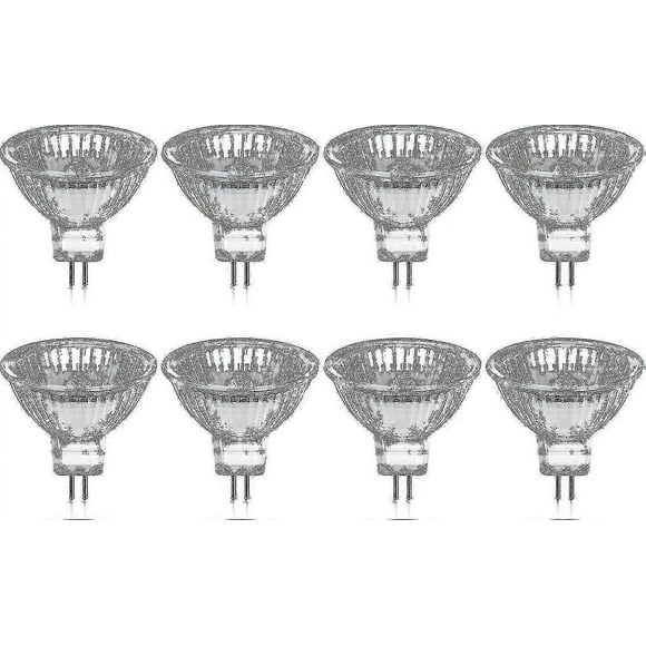 Pack Of 8 Halogen Bulbs Gu5.3 Mr16 35w 12v Dimmable - Warm White 2800k, 400 Lumens, Glass Cover Fi
