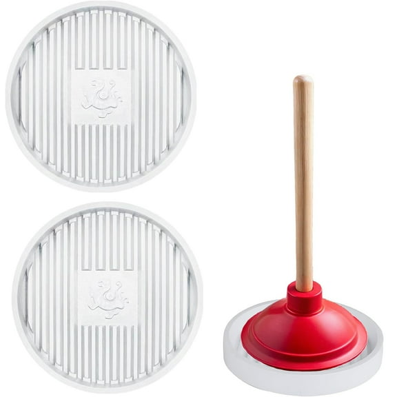 Tutuviw 2Pcs Toilet Plunger Drip Tray, Plastic Air Drying Plunger Mat, Wicking & Quick Drying Plunger Mat, Plunger Tray, Toilet Plunger Holder for Bathroom Plunger (7in, White)