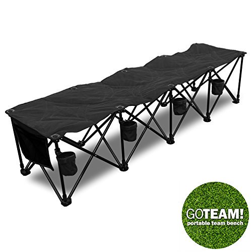 GoTeam! 4 Seat Portable Folding Team Bench - Black
