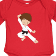 thumbnail image 4 of Inktastic Cute Boy, Brown Hair, Black Belt, Karate Pose Boys Long Sleeve Baby Bodysuit, 4 of 5