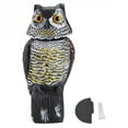 Horned Owl Decoy and 360° Rotating Head Owl Statue to Scare Birds Away