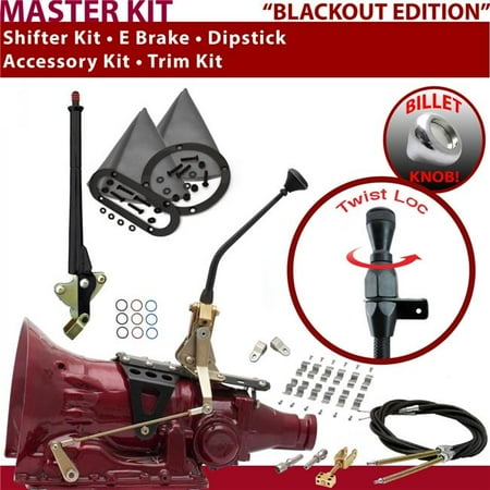 American Shifter 4L80E Shifter Kit Black 10 in. E Brake Cable Clamp Clevis Trim Kit Dipstick for EF5EC