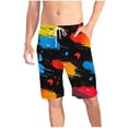 thumbnail image 2 of Xysaqa Mens Shorts Drawstring Elastic Waist Casual Shorts with Pockets Fashion Print Men's Pull-On Pajama Shorts Athletic Lounge Short Pants （Available In Big & Tall) Clearance Colorful M, 2 of 6