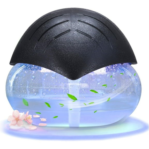 Air Freshener(Black) - for Home, Bedroom, Office and Warehouse - Essential Oil Aroma Diffuser with LED Color Night Light and Soothing Water Flow Sound - for Pets and Smokers.