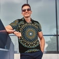 thumbnail image 4 of Pofeuu Dot Mandala Print Men's Loose Fit Midweight Short-Sleeve Pocket Polo-Large, 4 of 6