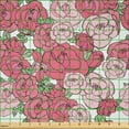 thumbnail image 2 of Ambesonne Romantic Fabric by the Yard Microfiber, Rose Flower Blossoms Art, 3 Yards, White Green Pastel Pink, 2 of 2