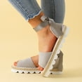 thumbnail image 4 of Vedolay Sandals for Summer Women's Wedge Sandals Mid Heel Buckle Ankle Strap Wedge Platform Sandals,Gray 7.5, 4 of 5