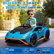 Lamborghini 24V Powered Ride On Car, Lamborghini Electric Cars Ride On Toy for Kids 3-6, 24V Ride Ons with Remote Control, 4 Wheelers Electric Car Toy for Kids, Bluetooth, 360° Spin, LED Lights, Blue