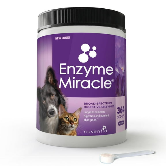 Enzyme Miracle | 364 Servings, Powder | Digestive Enzymes for Dogs and Cats | For indigestion, food intolerance, weight gain, weight loss, stool eating, and improved elimination