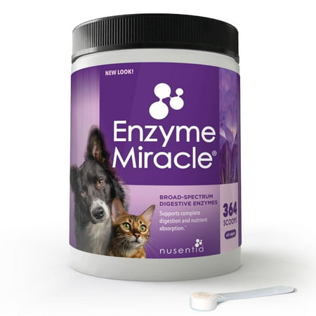 UPC: 0721762295472 | Enzyme Miracle | 364 Servings  Powder | Digestive Enzymes for Dogs and Cats | For indigestion  food intolerance  weight gain  weight loss  stool eating  and improved elimination