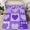 thumbnail image 2 of Feelyou Plaid Love Heart Bed Sheets, Modern Fashion Patchwork King Sheets, Purple Check Buffalo Sheet Set, Lightweight Room Decor, 4 Pieces, 2 of 7