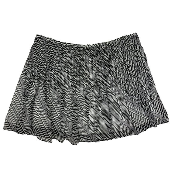 Hanley Mellon Women's Striped Chiffon Pleated Skirt 10 Black & White