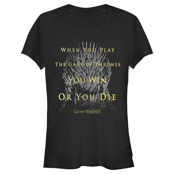 Junior's Game of Thrones Win or Die Rules Graphic Tee Black Large