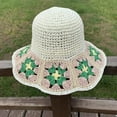 thumbnail image 6 of SikaFu Style Fresh Flower Handmade Crochet Straw Hat For Women's Version Foldable Sunshade Fisherman Hat, Summer Sunscreen Hat, 6 of 9