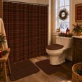 thumbnail image 4 of Christmas Bathroom Decor Set with Waterproof Polyester Shower Curtain, Bath Mat, U-Shaped Toilet Rug, and Seat Cover in Red Plaid, 4 of 8